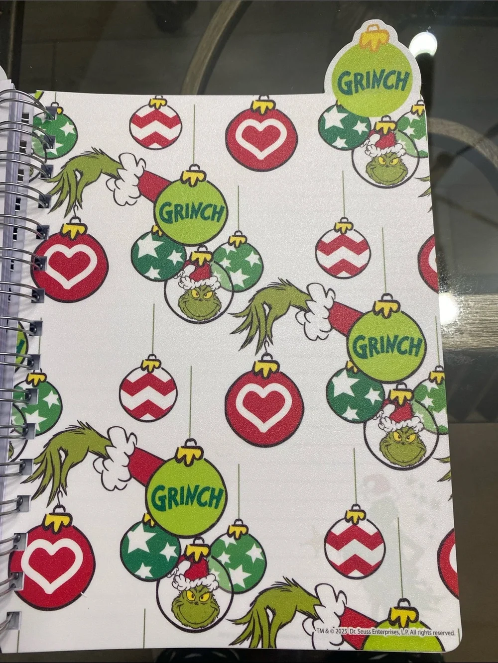 The Grinch Spiral journal Notebook with top tabs 96 sheets. NWT